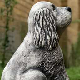 Unique Spaniel Statue Concrete Cocker Figurine Outdoor Dog Sculpture Stone Memorial Ornament Spaniel Lover Gift Handmade Art - thumbnail 3
