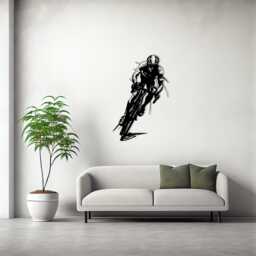 Cyclist Metal Wall Art, Bicycle Rider Silhouette, Sport Room Decor, Biking Gift For Him - thumbnail 2