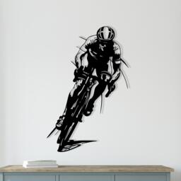 Cyclist Metal Wall Art, Bicycle Rider Silhouette, Sport Room Decor, Biking Gift For Him - thumbnail 1