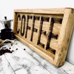 Rustic Wooden Coffee Sign - Farmhouse Kitchen Decor, Handcrafted Bar Sign, Wall Art - thumbnail 2