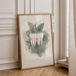 Dental Wall Art Print - Botanical Teeth Illustration Modern Dentist Office D??cor Anatomy Medical - thumbnail 1