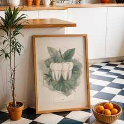 Dental Wall Art Print - Botanical Teeth Illustration Modern Dentist Office D??cor Anatomy Medical - thumbnail 2