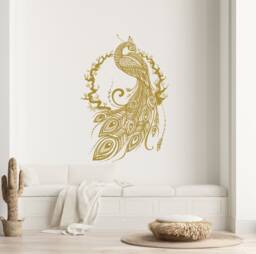Large Peacock Wall Decals Bedroom. Custom Art Living Room. Feather Decor For Home. Tropical Decoration Accent S58 - thumbnail 1