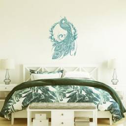 Large Peacock Wall Decals Bedroom. Custom Art Living Room. Feather Decor For Home. Tropical Decoration Accent S58 - thumbnail 2