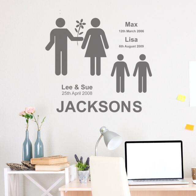 Personalised Families Wall Art Sticker - Decals Tattoo Quote Home Decor Family - image 1