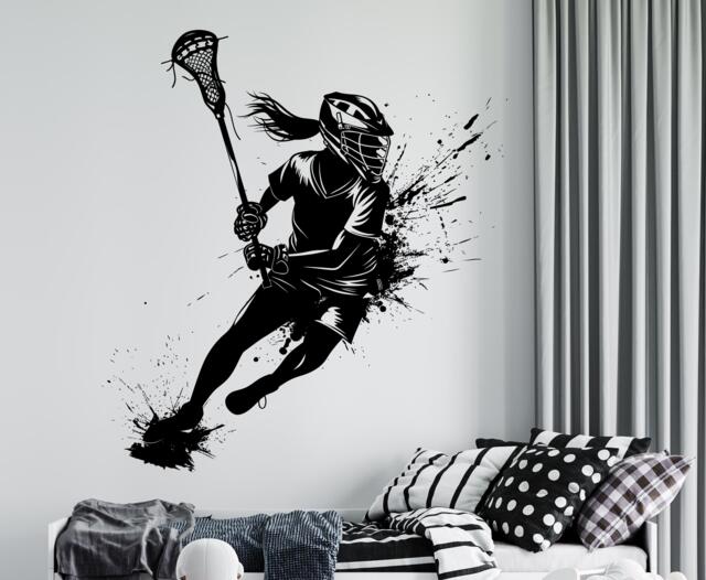 Custom Lacrosse Player Wall Decal Personalized Name, Girls Sports Decor 1019 - image 1