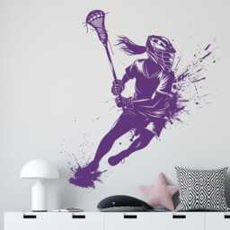 Custom Lacrosse Player Wall Decal Personalized Name, Girls Sports Decor 1019 - thumbnail 3