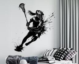 Custom Lacrosse Player Wall Decal Personalized Name, Girls Sports Decor 1019 - thumbnail 1