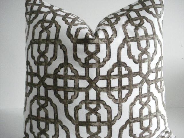 New - Lacefield Geometric Decorative Designer Pillow Cover -Chocolate/Warm White Throw & Lumbar Pillows - image 1