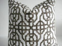 New - Lacefield Geometric Decorative Designer Pillow Cover -Chocolate/Warm White Throw & Lumbar Pillows - thumbnail 1