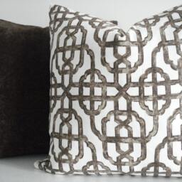 New - Lacefield Geometric Decorative Designer Pillow Cover -Chocolate/Warm White Throw & Lumbar Pillows - thumbnail 2