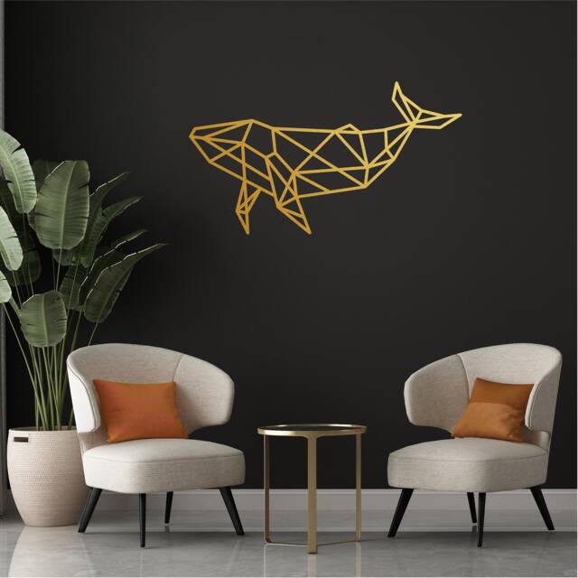 Geometric Whale Wall Art, Minimalist, Modern, Abstract, Decal, Mural, Transfer, Boho -G055 , 5 Sizes, 36 Colour Options, Home Decor - image 1