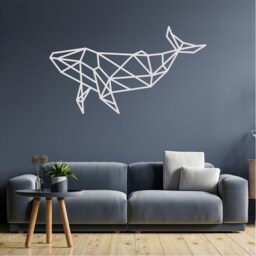 Geometric Whale Wall Art, Minimalist, Modern, Abstract, Decal, Mural, Transfer, Boho -G055 , 5 Sizes, 36 Colour Options, Home Decor - thumbnail 3