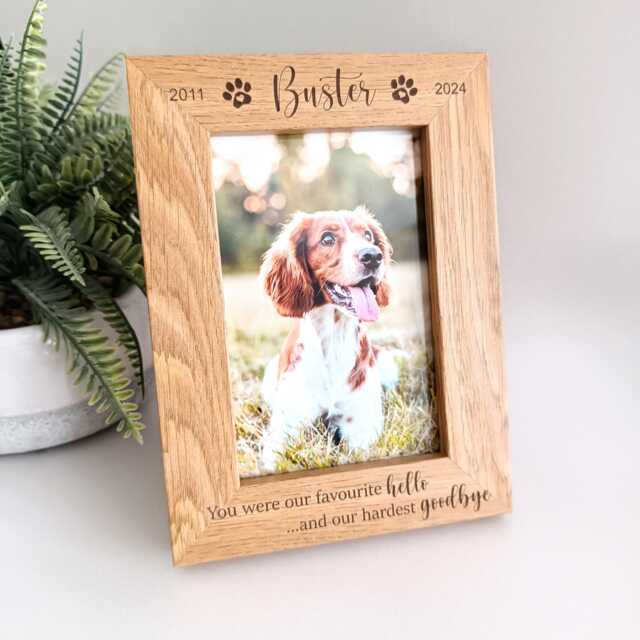 Personalised Pet Photo Frame - Memorial Bereavement Loss Of Dog Wooden - image 1