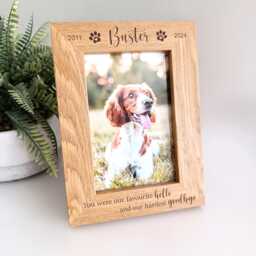 Personalised Pet Photo Frame - Memorial Bereavement Loss Of Dog Wooden - thumbnail 1