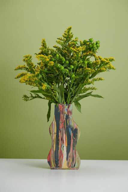 One Of A Kind Nerikomi Hourglass Shaped Vase - image 1