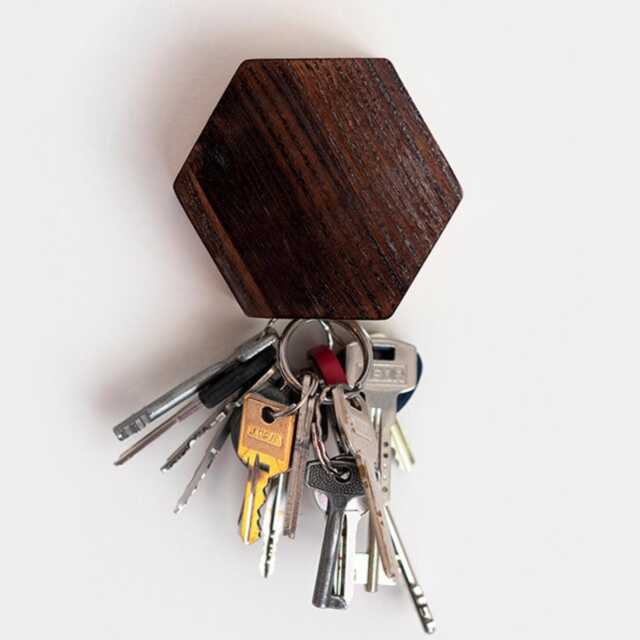 Magnetic Wooden Key Holder, Wall Mounted Hook For Scarves & Hats, Entryway Keys Organization, Hexagon Magnet Rack Organizing - image 1