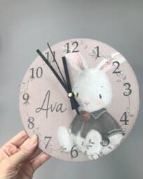 Rabbit Clock, Personalised Gift, Child Bedroom, New Baby, Nursery, Baby Shower, Mum To Be, Newborn, First Birthday, Toddler, Bunny