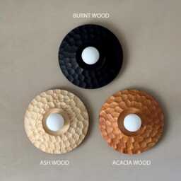 Black Wood Wall Lighting, Sculpture Sconce, Mounted Lamp, Natural Light, Handmade, Japandi, Minimal Design - thumbnail 4