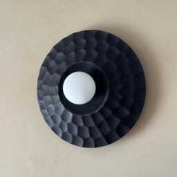 Black Wood Wall Lighting, Sculpture Sconce, Mounted Lamp, Natural Light, Handmade, Japandi, Minimal Design - thumbnail 3