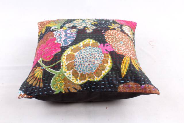16x16 Kantha Cotton Pillowcases, New Floral Print Pillow, Cushion Cover Home Living - image 1