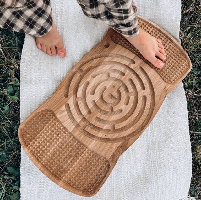 Handmade Oak Balance Board - Labyrinth Design, Focus & Coordination - image 1