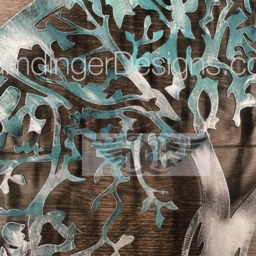 Tree Of Life Wall Decor Art Teal Silver Sparkle - thumbnail 3