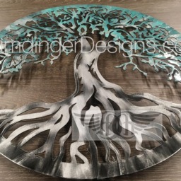 Tree Of Life Wall Decor Art Teal Silver Sparkle - thumbnail 2