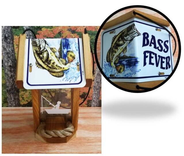 Bass Fishing Two Sided Cedar Bird Feeder - image 1