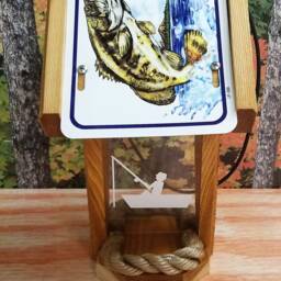 Bass Fishing Two Sided Cedar Bird Feeder - thumbnail 2