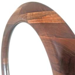 Handcrafted Walnut Round Wall Mirror - 25 Inch - thumbnail 3