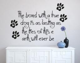 Wall Decals Quote The Bond With A True Dog Decal Heart Paws Trail Vinyl Sticker Nursery Pet Shop Home Room Bedroom Decor Art Murals Ms726 - thumbnail 1