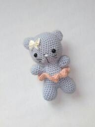 Crochet Kitty Amigurumi, Pink & Grey Baby Toy - thumbnail 1