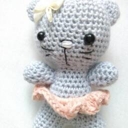 Crochet Kitty Amigurumi, Pink & Grey Baby Toy - thumbnail 3