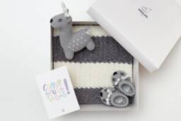 Gender Reveal Gift For Parent To Be Crochet Grey Baby Boy Girl Neutral Deer Toy Reindeer Booties Knit Blanket Welcome Pregnancy 24/09