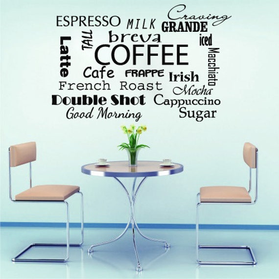 Wall Decals Coffee Espresso Milk Mokka Latte Machiato Cappuccino Decal Vinyl Sticker Home Decor Kitchen Cafe Restaurant Ms710 - image 1