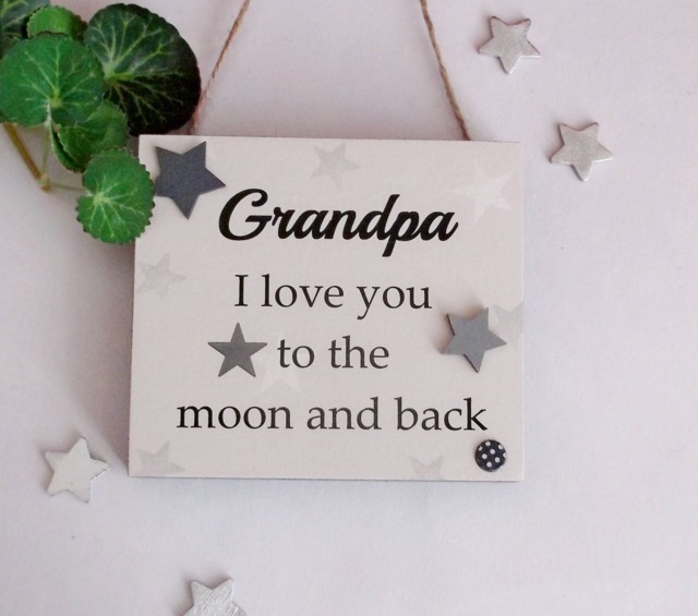 Grandpa I Love You To The Moon & Back Wooden Gift Plaque - image 1