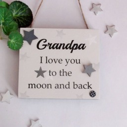 Grandpa I Love You To The Moon & Back Wooden Gift Plaque - thumbnail 2