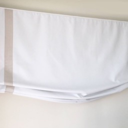 Linen Tuscany Oyster Roman Shade With Border, Custom Window Treatment - thumbnail 3