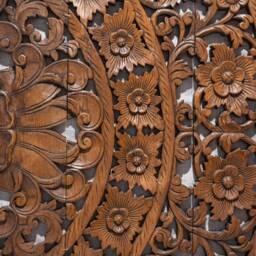 Hand Carved Headboard California King Mandala Teak Wall Art Panel Large Thai Wood Carving Bohemian Decorative 72 - thumbnail 3