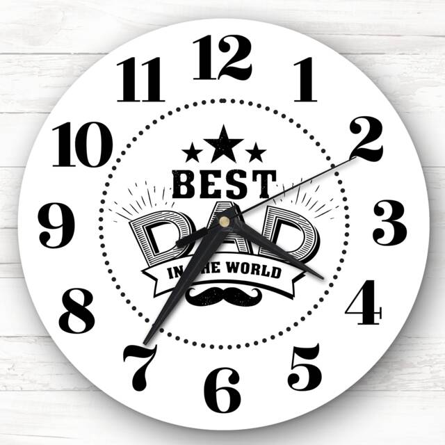 Best Dad in The World Moustache Personalised Gift Clock - image 1