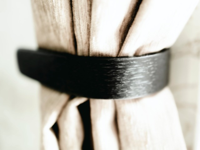 Pair Black Curtain Holdback, Tie Backs, Solid Oak Home D??cor - image 1
