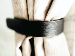 Pair Black Curtain Holdback, Tie Backs, Solid Oak Home D??cor - thumbnail 1