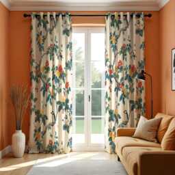 Bird & Floral Curtains, Botanical Chinoiserie Design Custom Made Drapes - thumbnail 1
