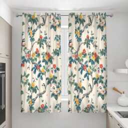 Bird & Floral Curtains, Botanical Chinoiserie Design Custom Made Drapes - thumbnail 2