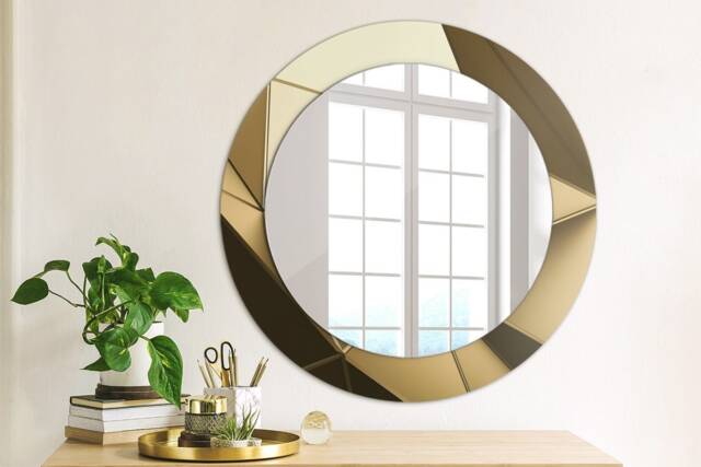 Modern Abstract, Brown, Round Mirror Frame, Decorative Mirror, Frame Print, Unique Wall - image 1
