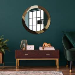 Modern Abstract, Brown, Round Mirror Frame, Decorative Mirror, Frame Print, Unique Wall - thumbnail 2