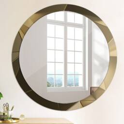 Modern Abstract, Brown, Round Mirror Frame, Decorative Mirror, Frame Print, Unique Wall - thumbnail 4