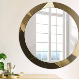Modern Abstract, Brown, Round Mirror Frame, Decorative Mirror, Frame Print, Unique Wall - thumbnail 3