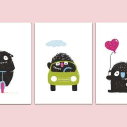 Children's Poster Set Of 3 Monster Posters For Children's Rooms, Room Monsters, Pictures, Boys' - thumbnail 2